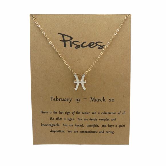 Pisces Pendant Necklace Gold Zodiac Horoscope Necklace - Picture 1 of 3